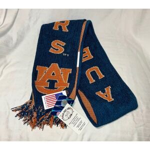 Auburn Tigers Cotton Knit Scarf Fringed Made in USA NWT 60in